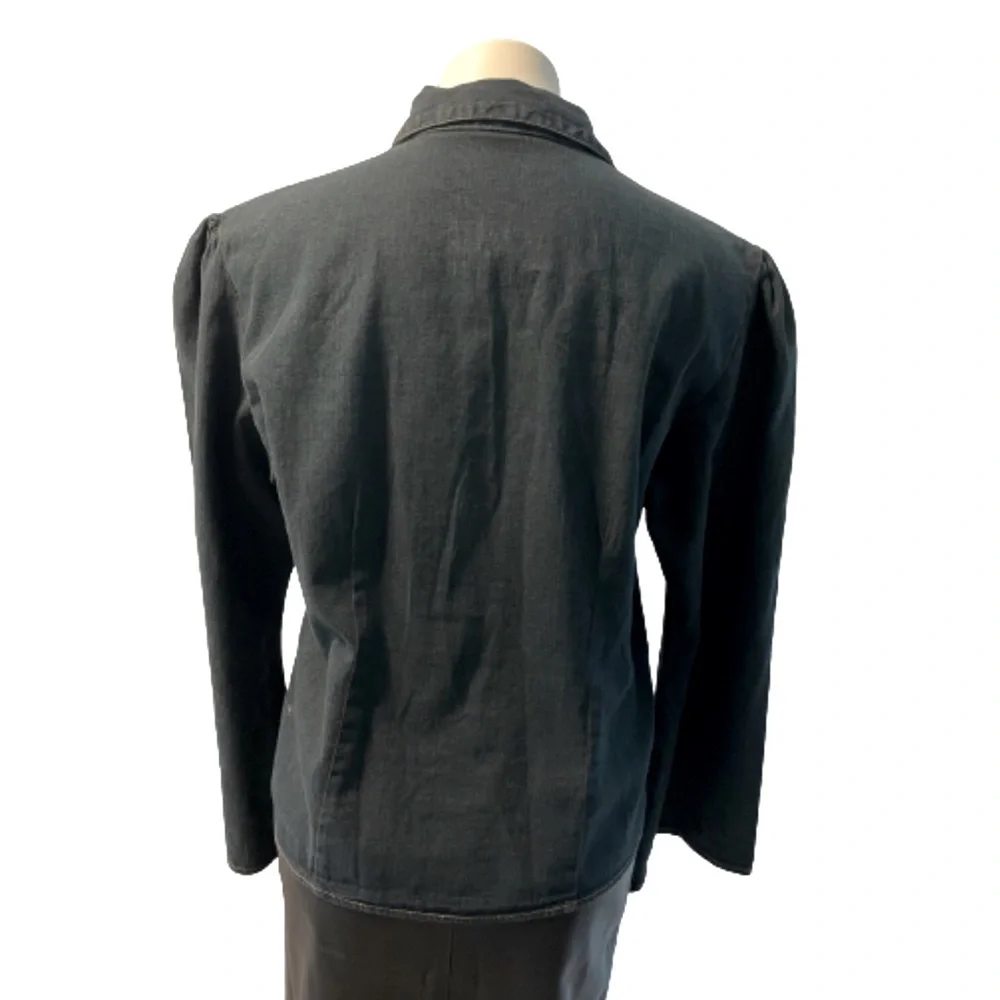 Billblass Vintage Inspired 1970’s Denim Lace Bell Sleeve Leather Tie Shirt - Picture 2 of 6
